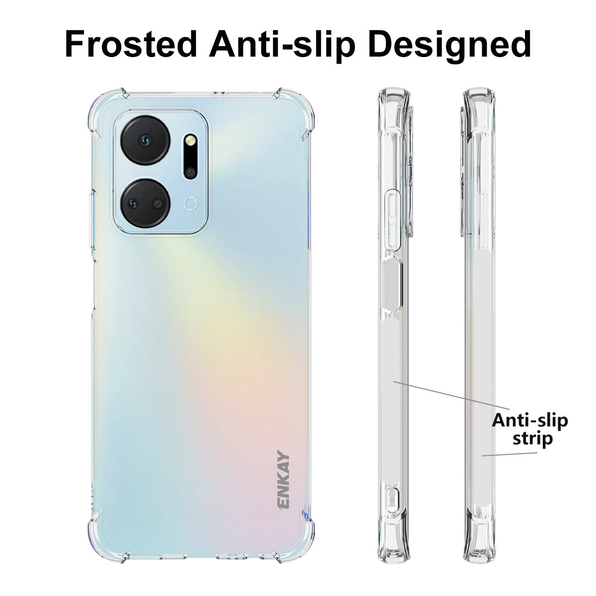 ENKAY HAT PRINCE Phone Case for Honor X7a 4G Clear TPU Phone Cover with Anti-slip Strip Edge ENKAY HAT PRINCE Phone Case for Honor X7a 4G Clear TPU Phone Cover with Anti-slip Strip Edge